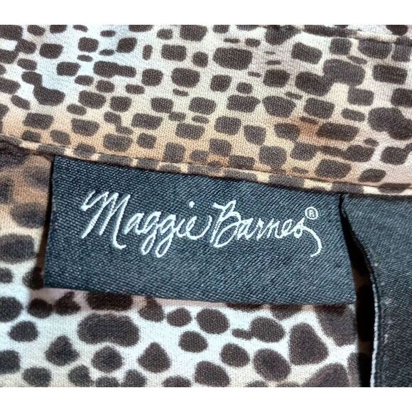 Maggie Barnes Shirt Ladies 1x Brown Animal Print‎ Button Front Adjustable Sleeve - Picture 5 of 7